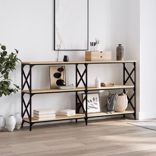 Berkfield Home Console Table in Sonoma Oak Brown, W: 156 cm, D: 28 cm, H: 80.5 cm