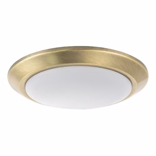 Happy Homewares Modern LED Ceiling Light Fitting, Antique Brass and White, IP44 Rated, Diameter: 20 cm