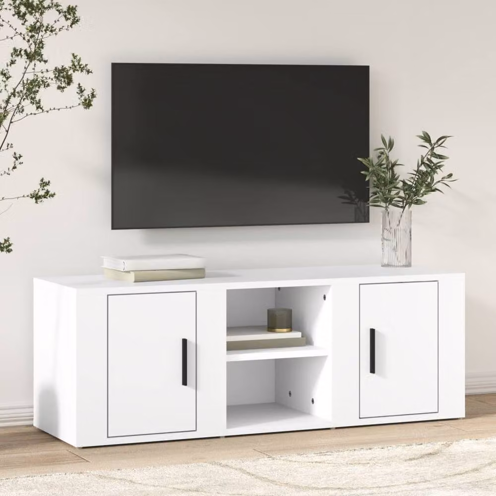 Berkfield Home Modern White TV Cabinet W/D/H: 100 x 31.5 x 31.5 cm – 2