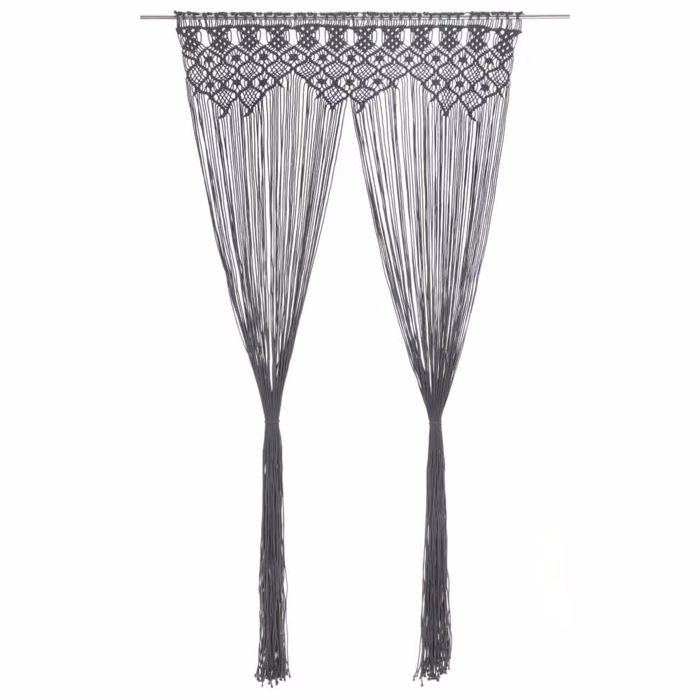 Berkfield Home Macrame Curtain in Anthracite Grey, W/H: 140 x 240 cm – 2