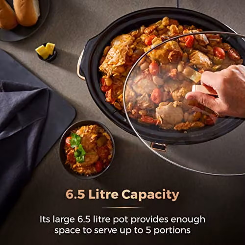 Tower Infinity Slow Cooker with Keep Warm Function, 6.5L, 300W, Black and Gold – 2