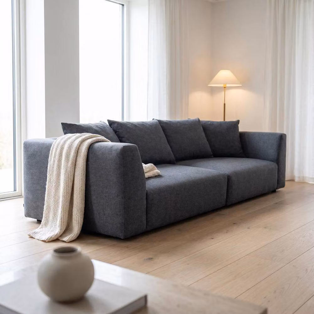 Abakus Direct Tokyo 3 Seater Sofa in Anthracite Grey Fabric with Scatter Cushions – 5