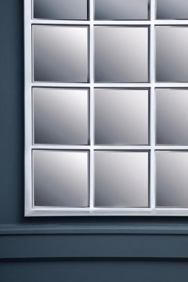 Orsina Modern Square Silver Grid Wall Mirror with Metal Frame – 2