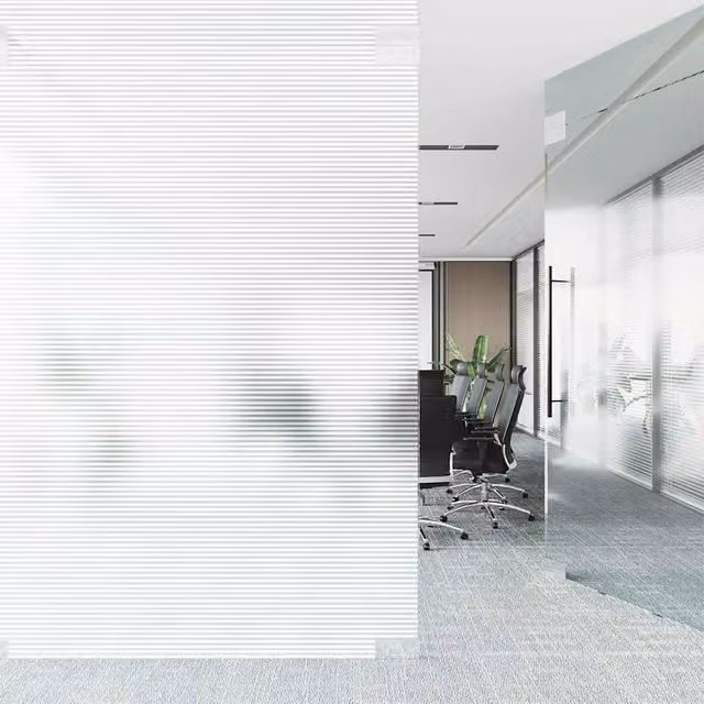 Berkfield Home Self-Adhesive Frosted Privacy Window Film with White Stripes, 0.9 x 50 m