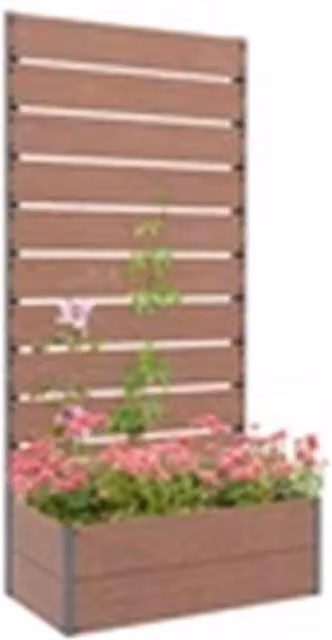 Nordara Raised Garden Bed with Trellis in Brown