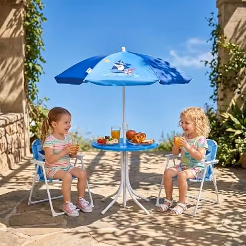 Outsunny Kids Outdoor Folding Bistro Table and Chair Set, Blue – 2