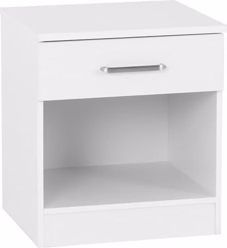 Seconique Dakota 1 Drawer Bedside Table in White, W/D/H: 36 x 40 x 46 cm
