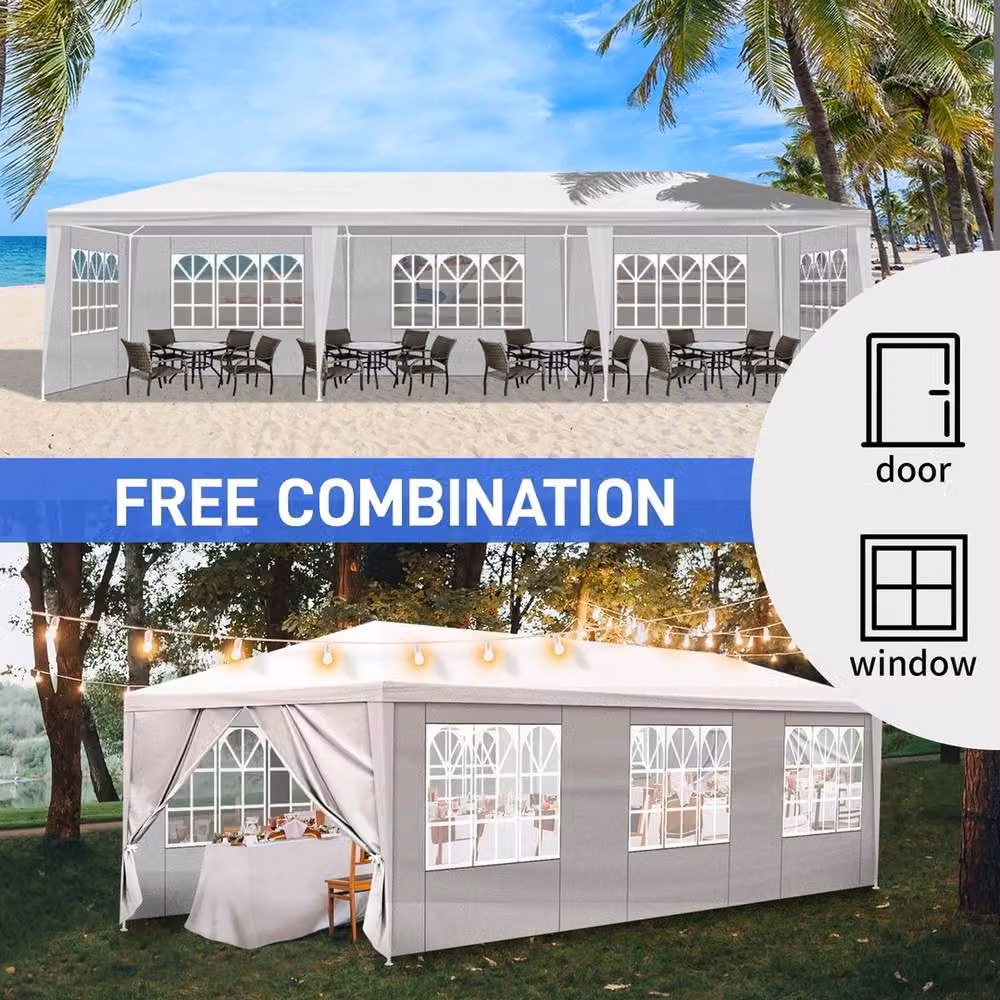 NESTLUNE Waterproof Outdoor Party Tent for Weddings and Events, White, W: 300 cm, D: 900 cm, H: 100 cm – 5