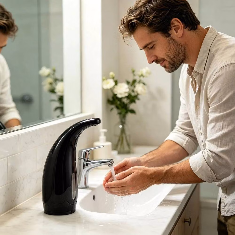 KORVIXA Black Touchless Automatic Soap Dispenser with Waterproof Pump, 300ml – 3