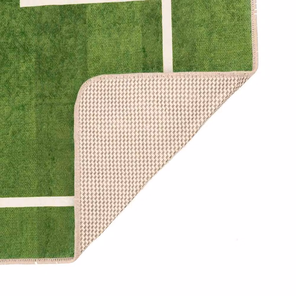 Berkfield Home Kids Football Field Rug in Green, Washable and Anti-Slip, W: 160 cm, D: 230 cm – 1
