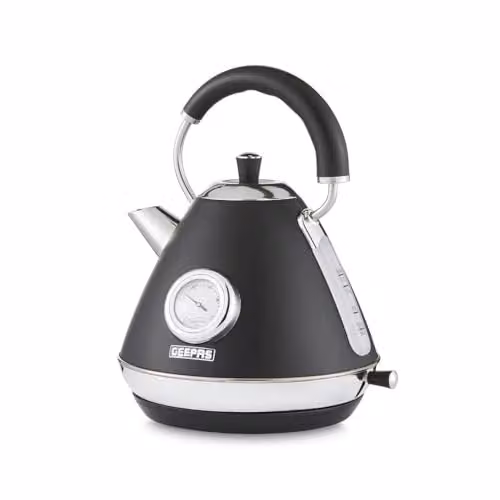 Geepas Retrovive 1.7L Stainless Steel Electric Kettle with Temperature Gauge and Auto Shut-Off, 2500W, Black – 5