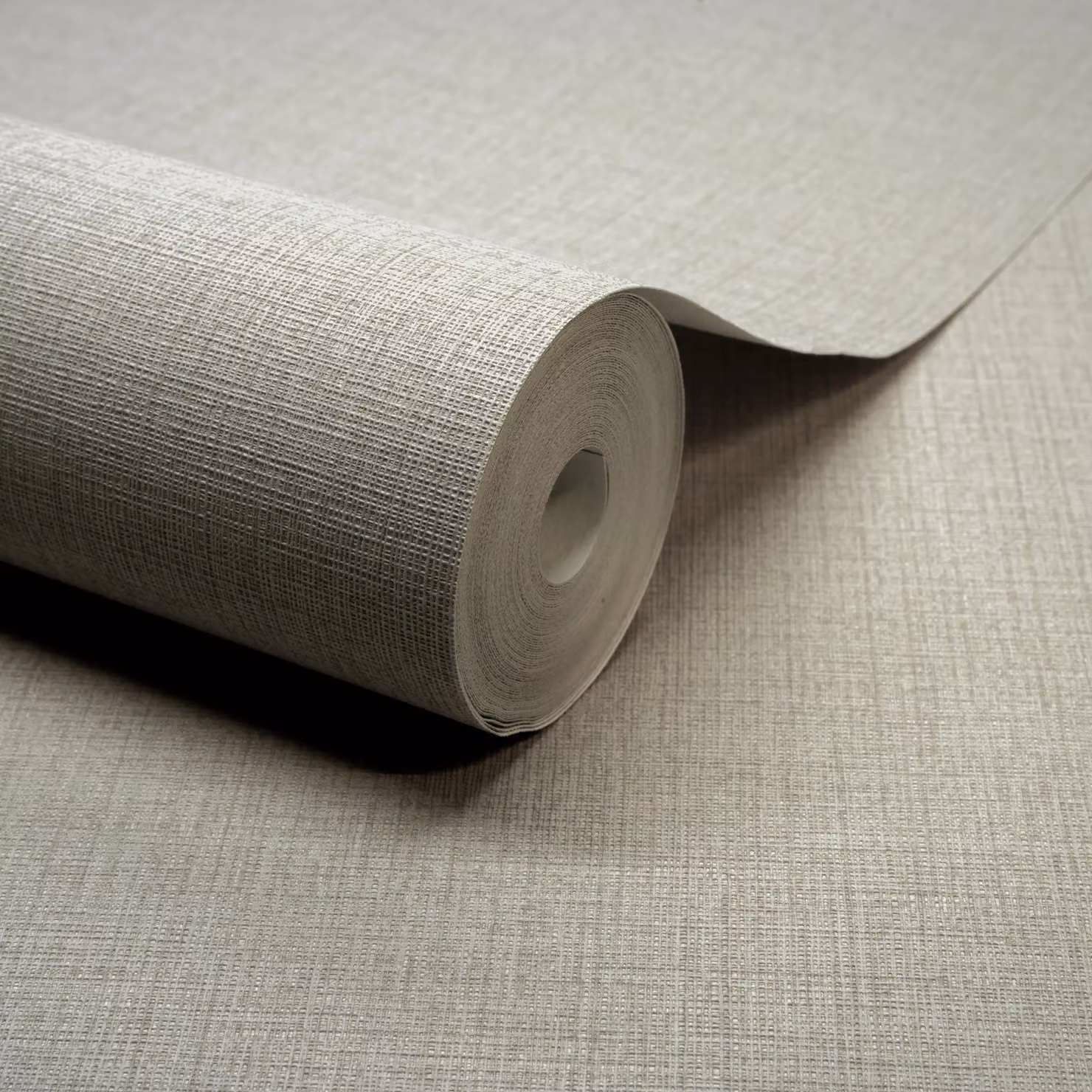 Grandeco Plain Linen Textured Wallpaper in Beige and Sand – 2