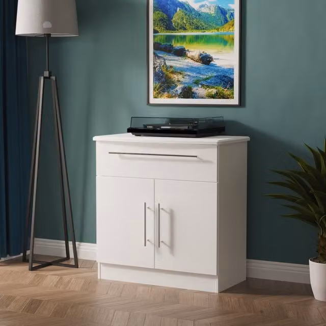 Sherwood Ready Assembled Modern Sideboard with 1 Drawer and 2 Doors in White Matt
