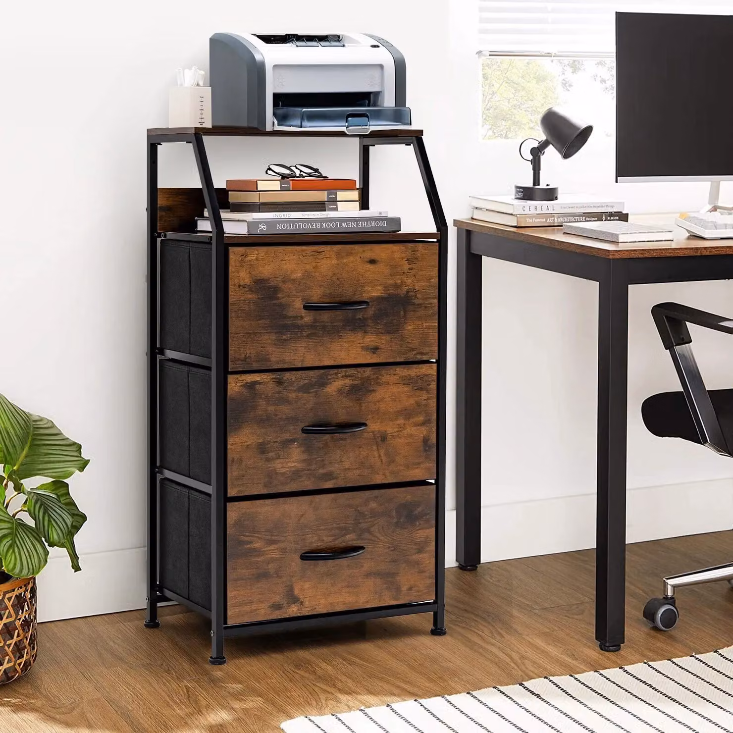 Costway Freestanding 3 Drawer Organizer Unit Dresser in Dark Brown – 3