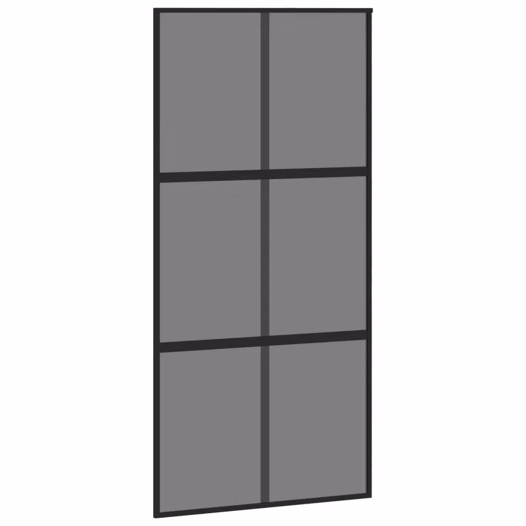 Berkfield Home Modern Black Sliding Door with Transparent Tempered Glass and Aluminium, W: 102.5 cm, H: 205 cm – 2