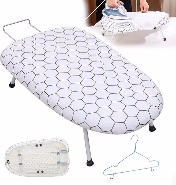 SPETLEK Foldable and Space Saving Tabletop Ironing Board in White, W: 80 cm, D: 30 cm