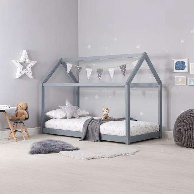 Birlea House Single Bed in Grey Solid Wood