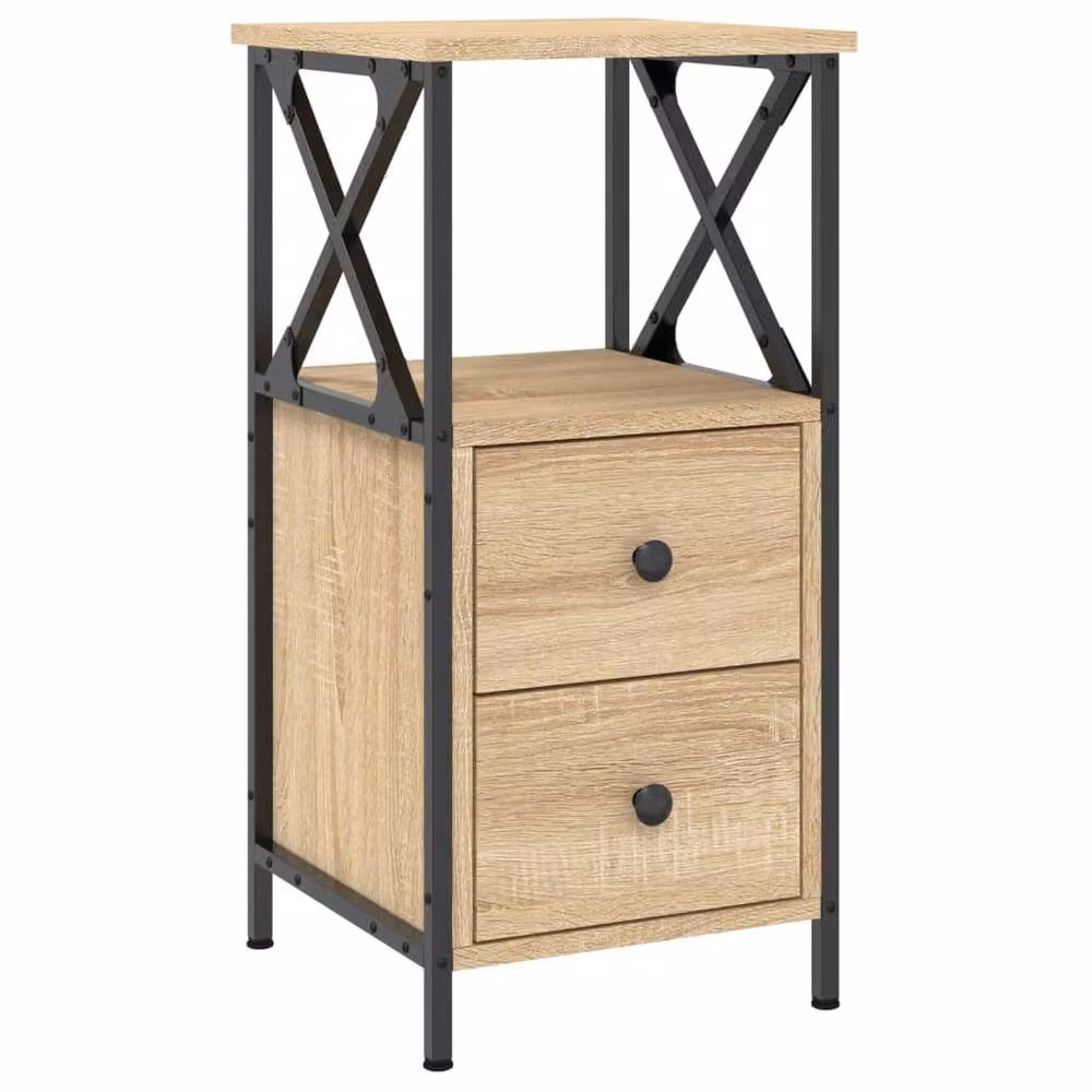 Berkfield Home Set of 2 Sonoma Oak Bedside Cabinets in Brown, W/D/H: 34 x 35.5 x 70 cm – 3