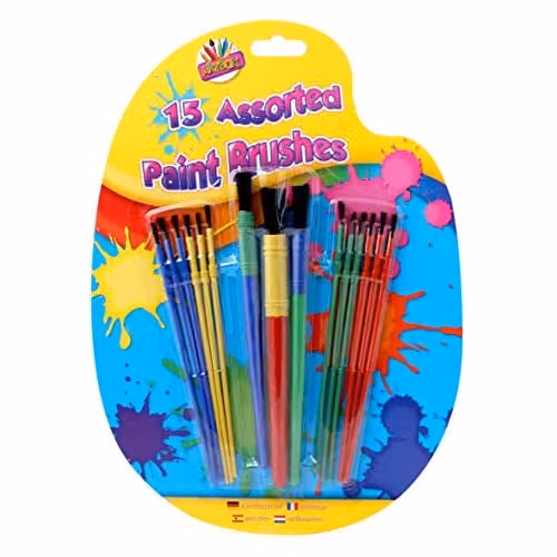Art Box Plastic Paint Brushes, Multicolour, Pack of 15