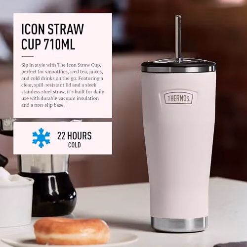 Thermos Icon Series Stainless Steel Straw Tumbler, Pink, 710ml – 2