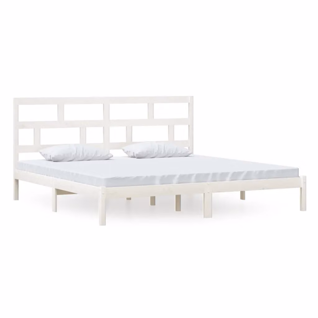 Berkfield Home White Solid Wood Pine Bed Frame W/D/H: 200 x 200 cm – 2