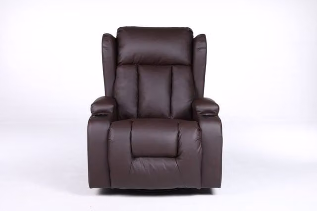 SquareBoxx Valentino 10-in-1 Massage Armchair Recliner in Brown Bonded Leather
