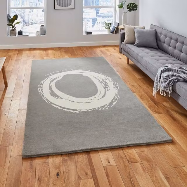 The Rug Shop UK Grey Handmade Wool Modern Plain Abstract Easy to Clean Area Rug W: 150 cm, D: 230 cm – 1