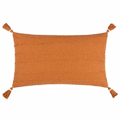 Riva Home Orange Boho Rectangular Cotton Cushion with Removable Polyester Filling W: 60 cm, H: 40 cm, D: 40 cm