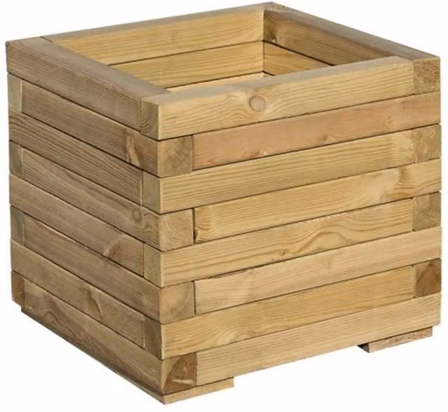 Cheshire Pressure Treated Square Wood Planter in Brown