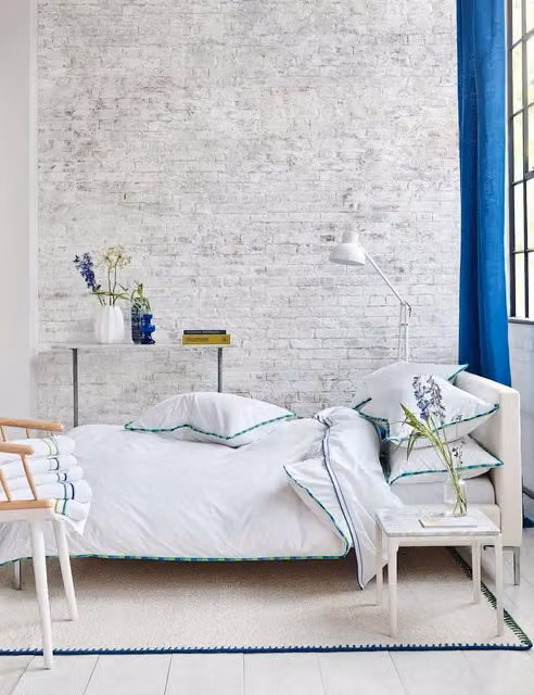 Designers Guild Burlington White Cotton Percale Bedding Set 90x190 cm