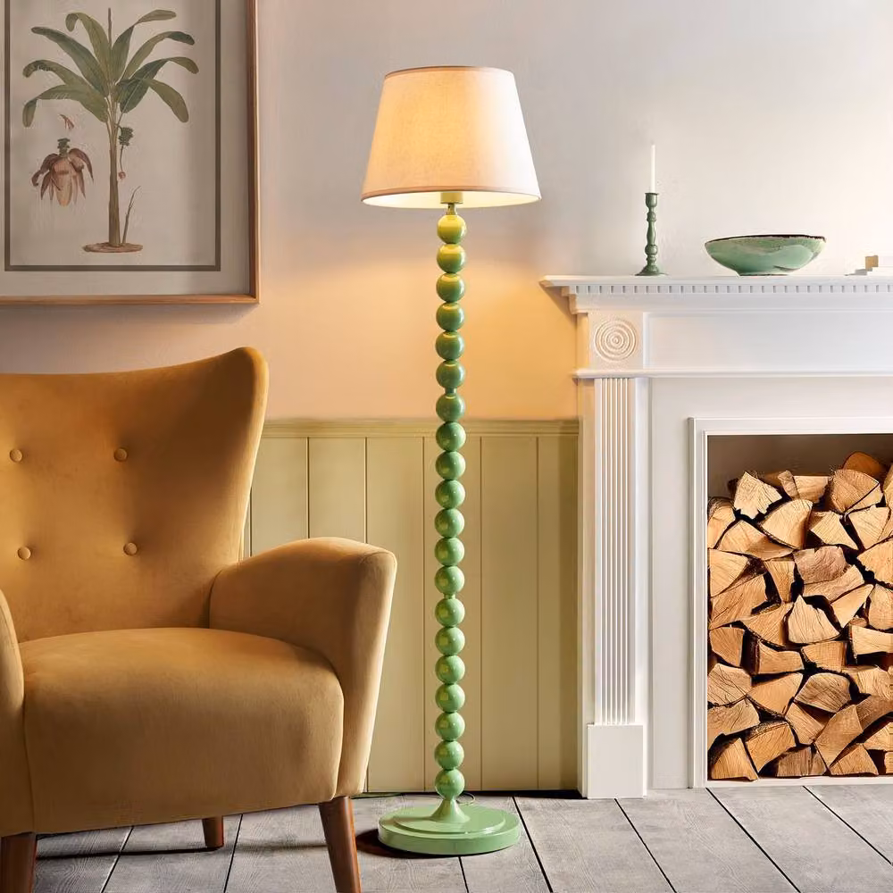 Netlighting Higgledy Modern Floor Lamp in Green with Fabric Ivy Shade, Diameter: 35 cm, E27 – 2