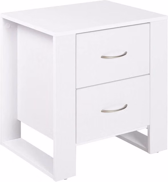 NESTLUNE 2 Drawer Boxy Bedside Table with Handles in White