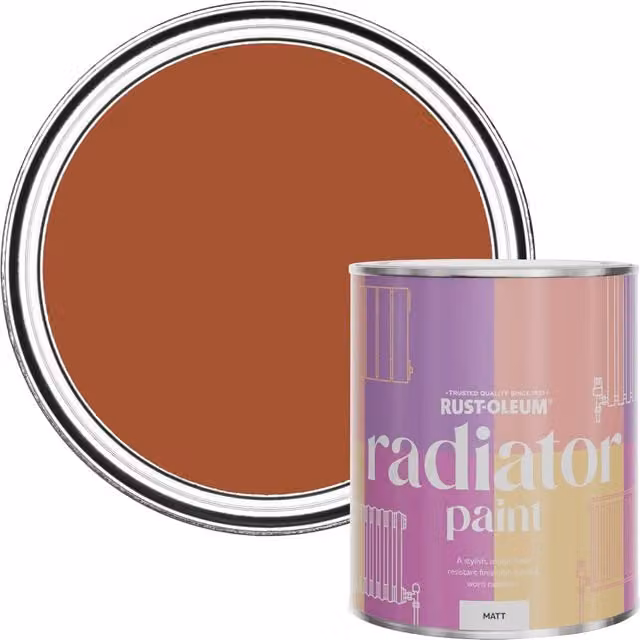 Rust-Oleum Tiger Tea Orange Matt Radiator Paint, 750ml