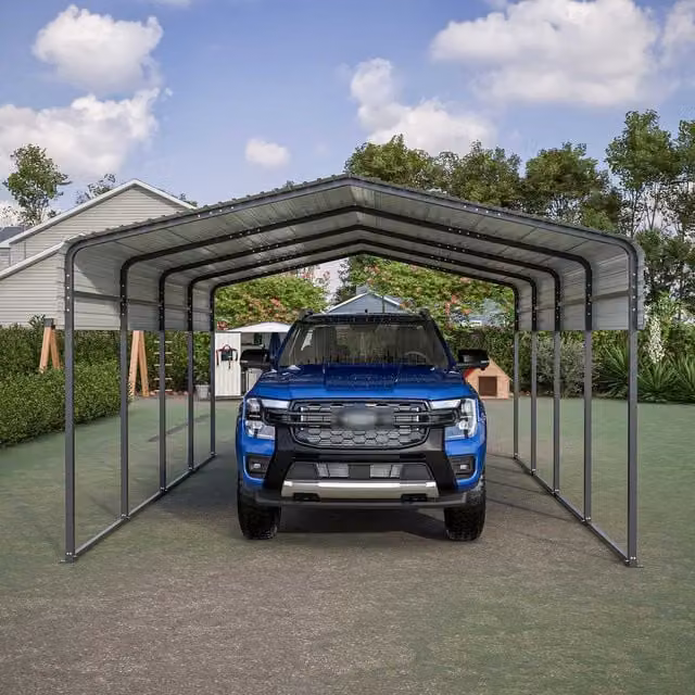 BIRCHTREE Anthracite Metal Gable Carport