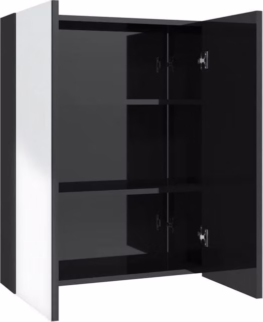 Berkfield Home Modern Glossy Black Bathroom Mirror Cabinet, W/D/H: 60 x 15 x 75 cm