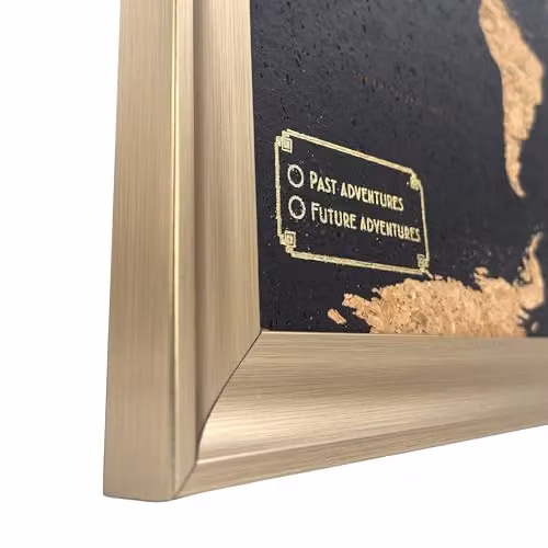 Splosh Framed World Travel Map with Pins, Black Cork Pin Board with Gold Frame, W: 55 cm, H: 37 cm – 5