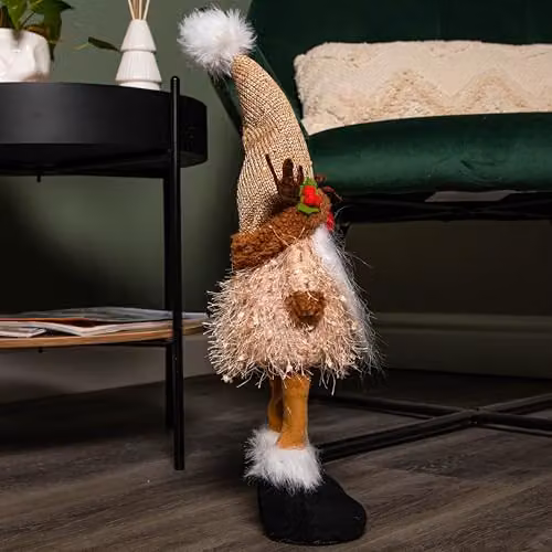 Samuel Alexander Brown Reindeer Gonk Christmas Decoration with Warm White LEDs, Height: 46 cm – 4