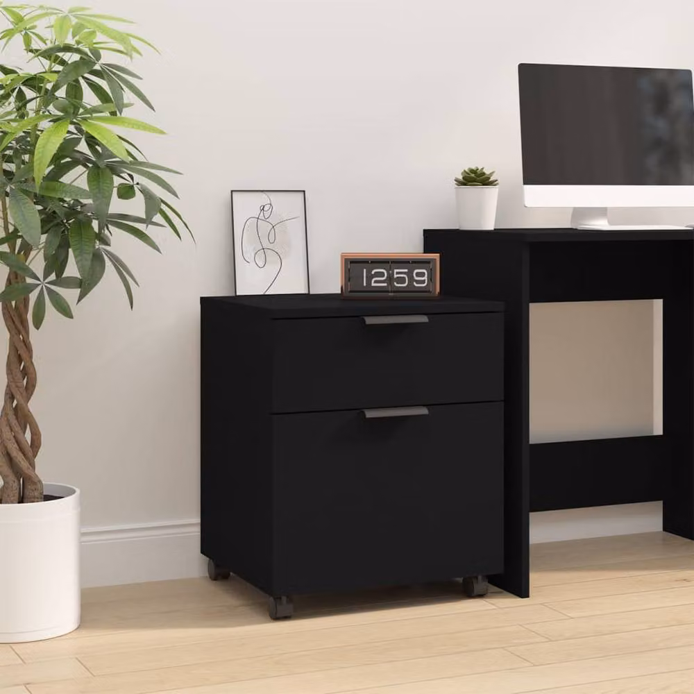 Berkfield Home Mobile File Cabinet with Wheels, Black, W: 45 cm, D: 38 cm, H: 54 cm – 2