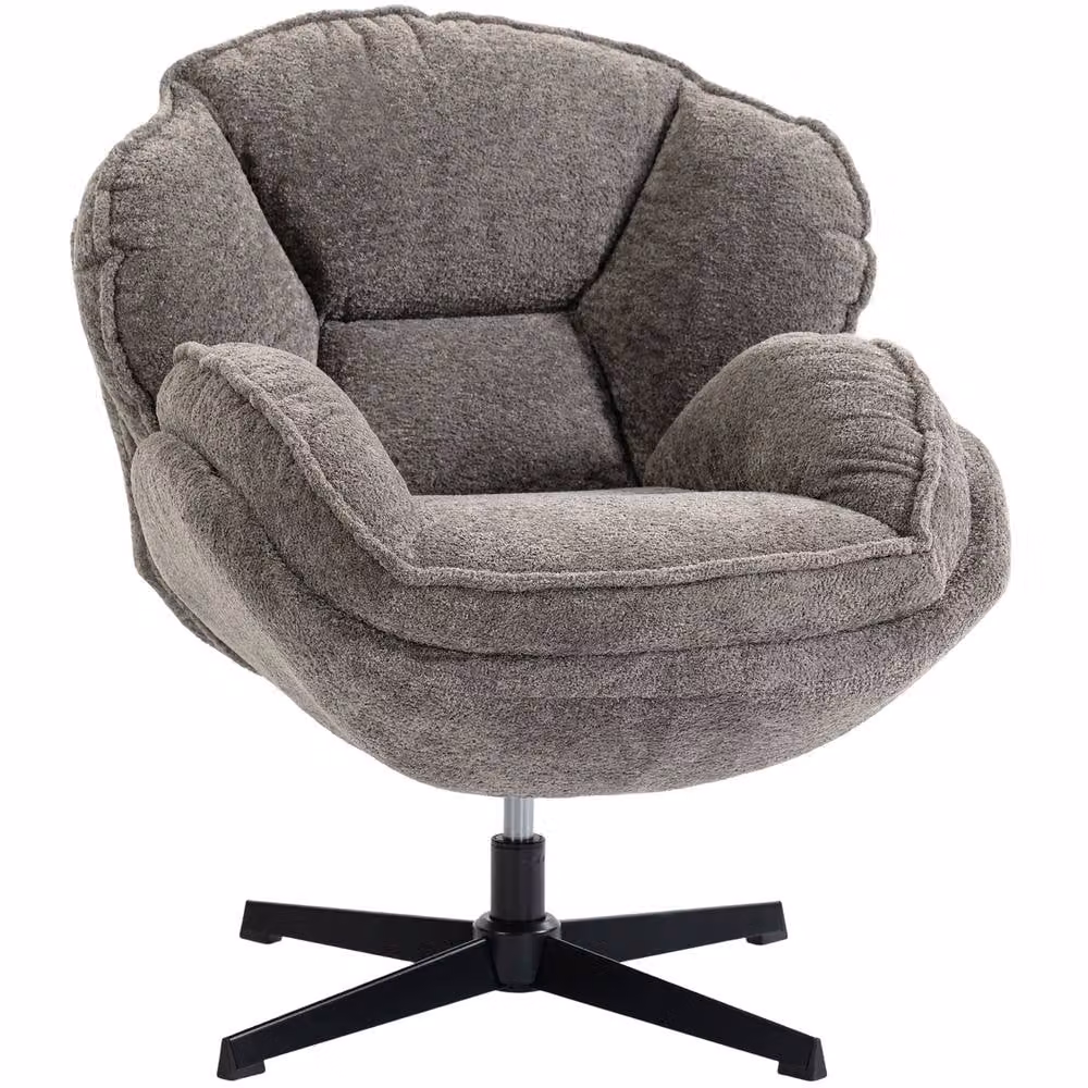 STILVORA Grey Velvet Modern Swivel Armchair with Armrests and Metal Frame – 4