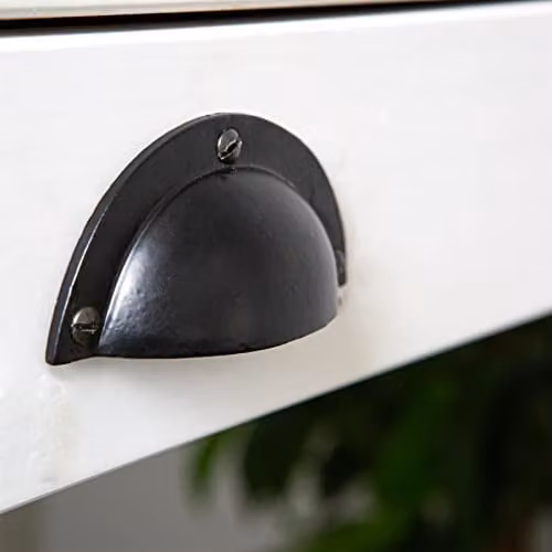 Hammer and Tongs Matt Black Iron Curved Cabinet Drawer Pulls, Pack of 10, W: 9.5 cm, H: 4.6 cm – 5