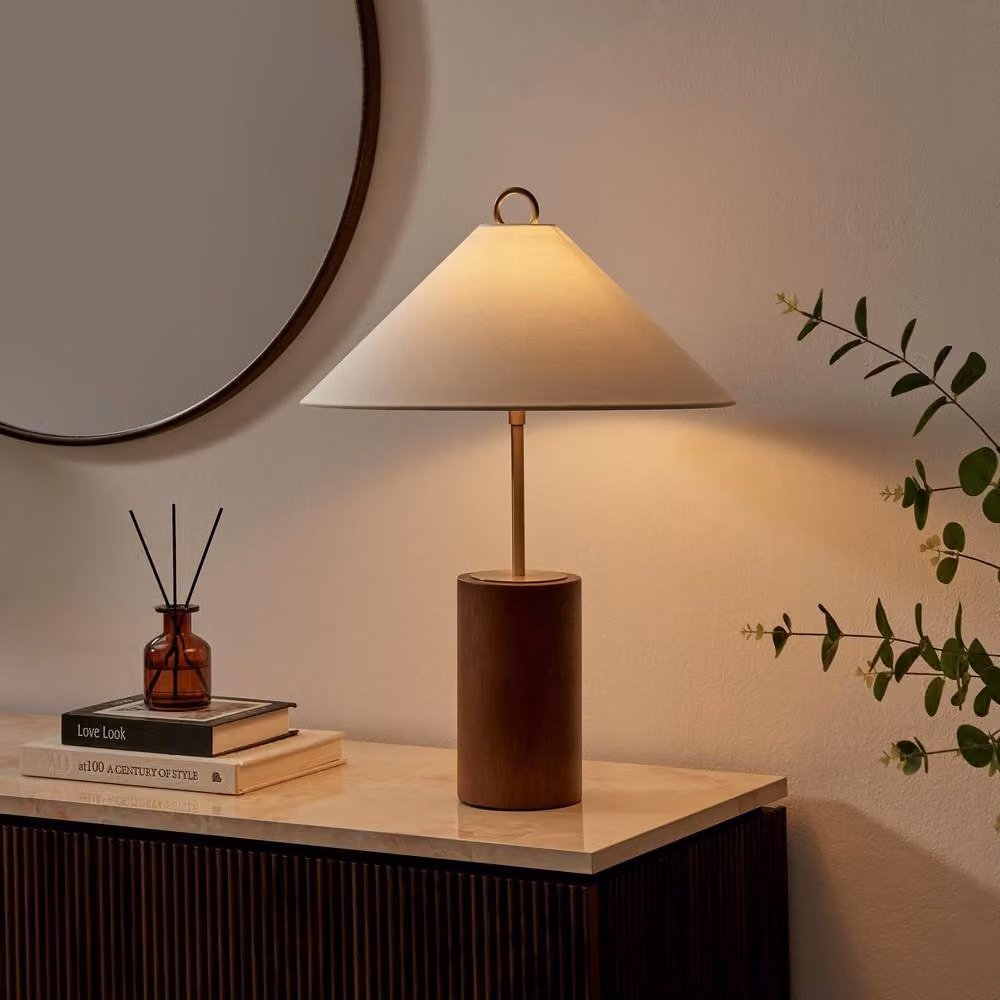 FurnitureboxUK Theo Table Lamp in White, Wood and Gold/Brass – 2