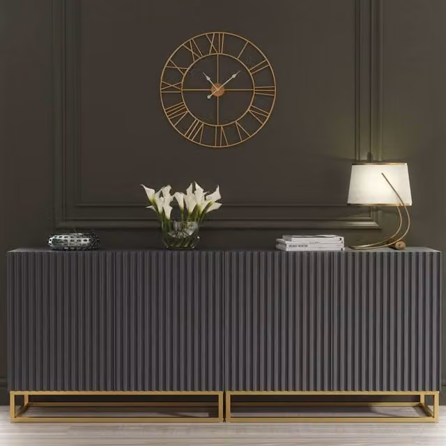 Mex Furniture LTD Ripple Duo Sideboard in Dark Grey with Fluted Doors, W: 200 cm, H: 80 cm, D: 35 cm – 1