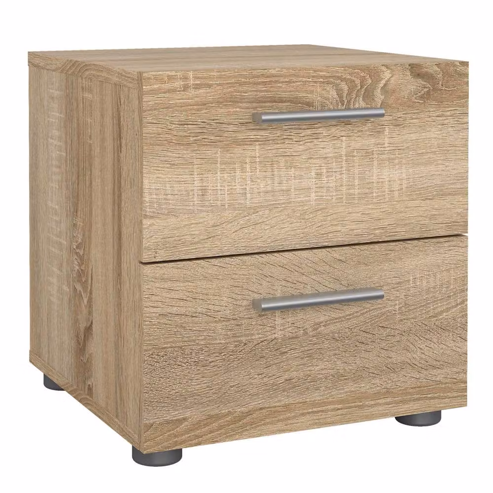 Wyld Haus Daejeon 2 Drawer Bedside Table in Brown and Beige Natural Oak Effect, W/D/H: 40.25 x 40.0 x 42.3 cm – 2