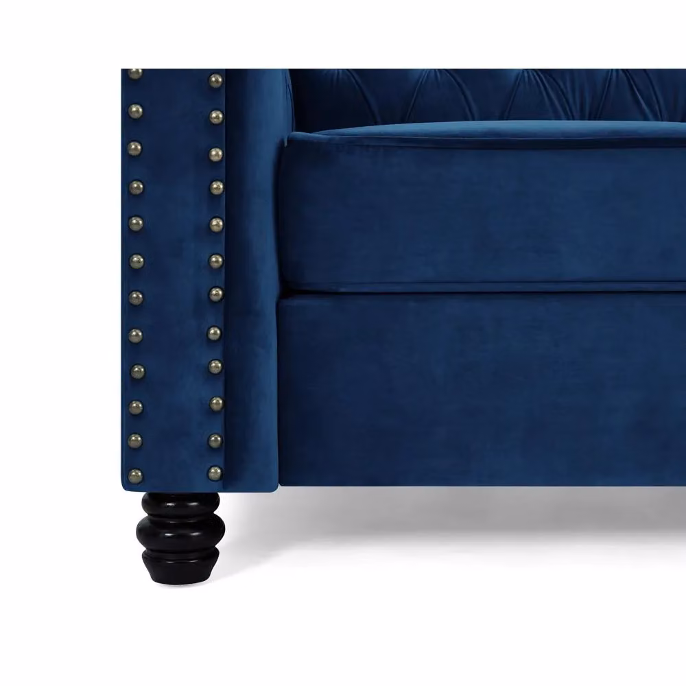 Home Detail Chester 3 Seater Blue Velvet Chesterfield Sofa with Sleeping Function – 3