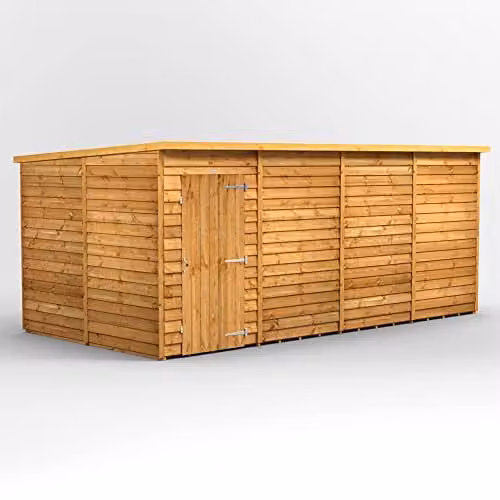 Powersheds Premium Pent Overlap Wooden Storage Shed in Natural Brown, 10mm Extra Thick Timber, Windowless – 1