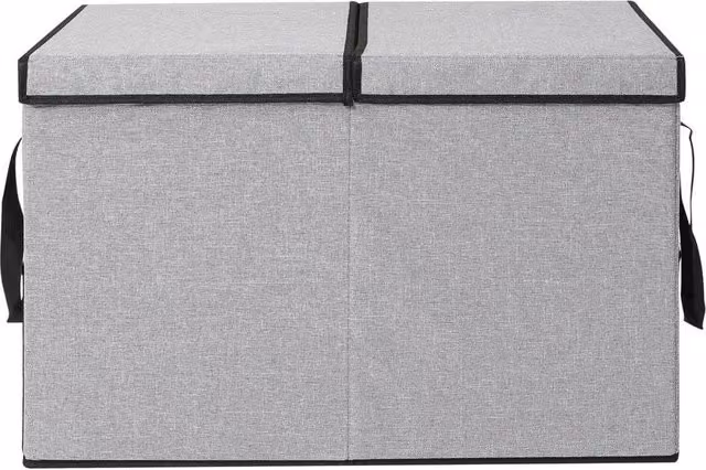 PAWNORA Large Collapsible Fabric Storage Box with Handles, Grey – 1