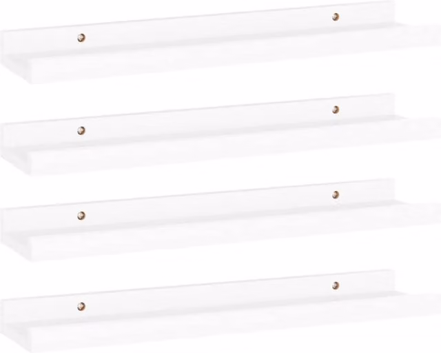 Berkfield Home Wall Mounted Shelves, 4 Piece Set, White, W: 40 cm, D: 9 cm, H: 3 cm