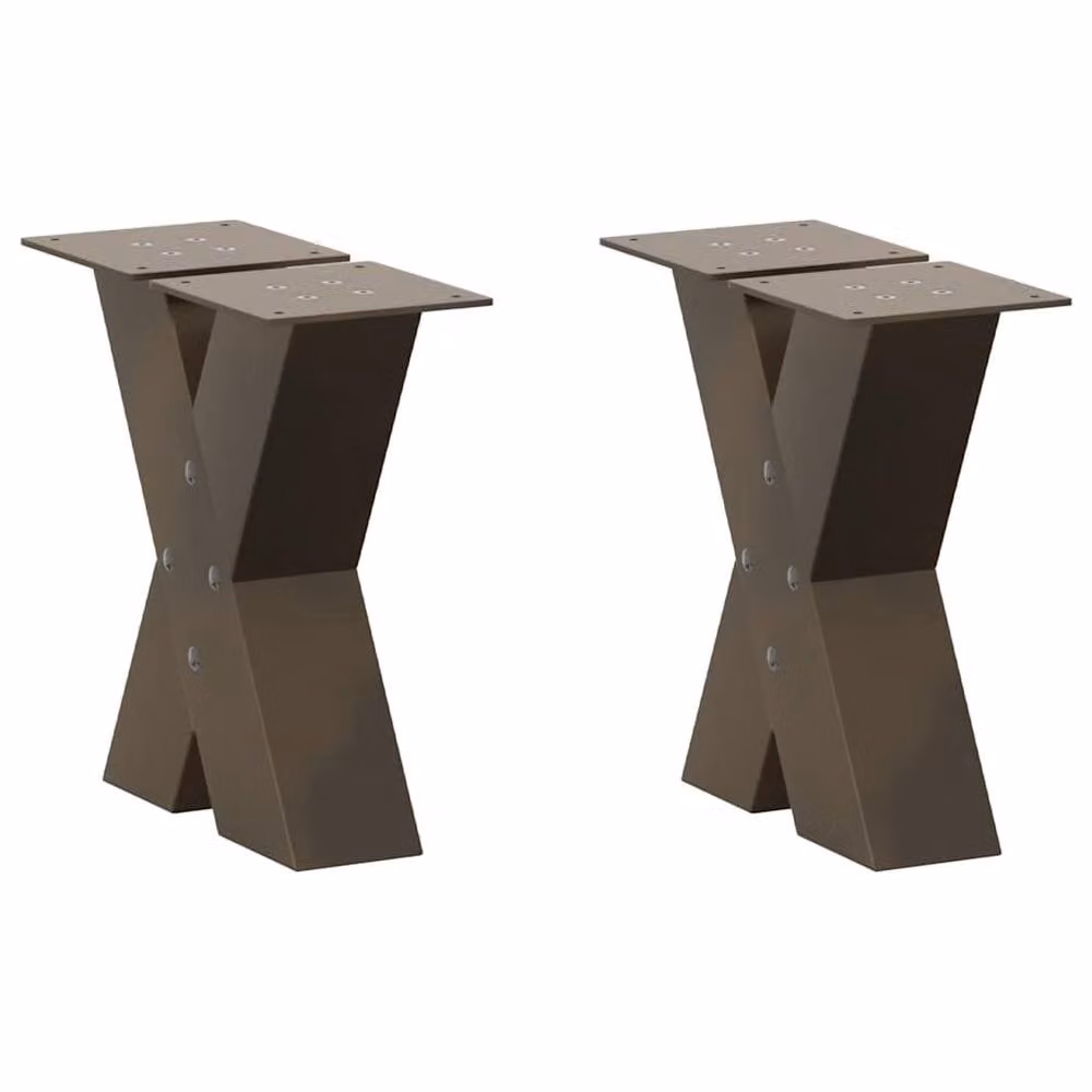 Berkfield Home X-Shaped Coffee Table Legs, 2 Pieces, Brown Steel, H: 40 cm, W: 30-31 cm – 1