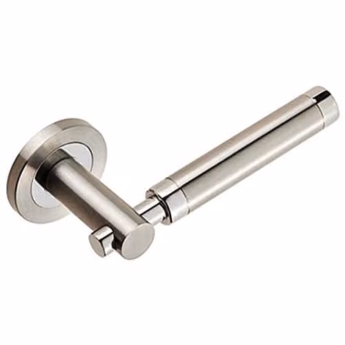 Loops Sectional Round Bar Lever Pair with Concealed Fix Round Rose in Polished Satin Stainless Steel