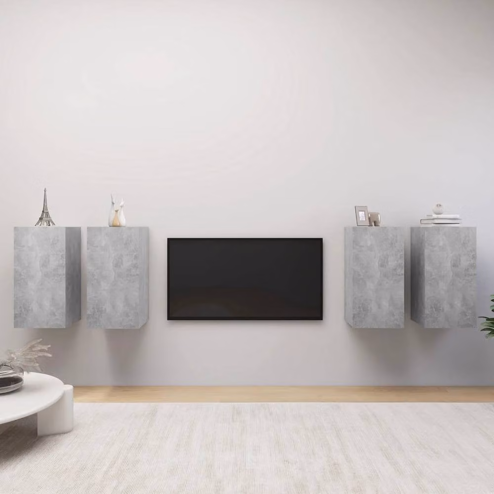 Berkfield Home 4-Piece TV Cabinet Set in Concrete Grey, Engineered Wood, W/D/H: 30.5 x 30 x 60 cm – 2